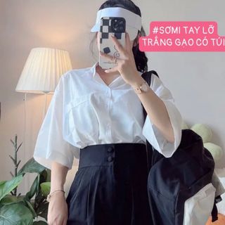 SƠMI HỌC SINH TAY LỠ CÓ TÚI HÀNG CAO CẤP - LÊ PHƯƠNG BOUTIQUE