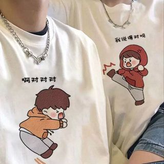 ÁO PHÔNG UNISEX FORM RỘNG 70KG CẶP HOẠT HÌNH NAM NỮ- LÊ PHƯƠNG BOUTIQUE