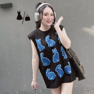 ÁO THUN COTTON GIẤY VIỆT NAM XUẤT KHẨU SÁT NÁCH THỎ CON - LÊ PHƯƠNG BOUTIQUE