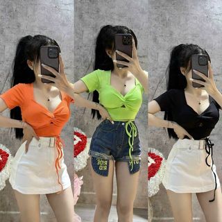 ÁO XOÉN NGỰC KHOÉC KIỂU DÂY CỘT NƠ VẢI THUN BORIP LOẠI 1 CO GIÃN DÀY ĐẸP - LÊ PHƯƠNG BOUTIQUE