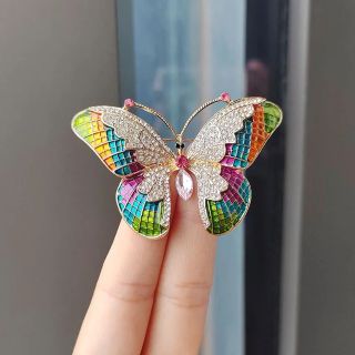 Ghim Cài Áo Hình Bướm Đính Đá Pha Lê Tráng Men Thời Trang Cao Cấp Phong Cách Hàn Quốc Dành Cho Nam nữ