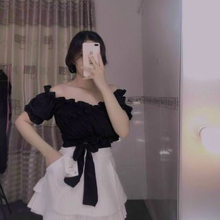 ÁO KIỂU VOAN CỘT EO DÁNG CROPTOP - LÊ PHƯƠNG BOUTIQUE