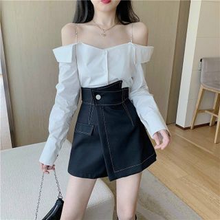 QUẦN GIẢ VÁY KAKI ĐẮP CHÉO ĐAI CAO PHONG CÁCH - LÊ PHƯƠNG BOUTIQUE