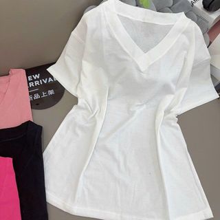 ÁO THUN CỔ TIM FORM RỘNG CHẤT COTTON KHÔ 3158 CHUẨN - LÊ PHƯƠNG BOUTIQUE
