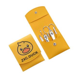 Bộ bấm móng 7 chi tiết bao da con vịt vàng cute