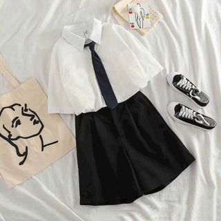 ÁO SƠ MI XINH CHẤT LỤA HÀN KÈM CÀ VẠT Y HÌNH - LÊ PHƯƠNG BOUTIQUE