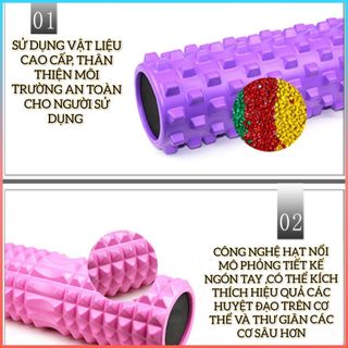 SP032 - Con Lăn Massage Tập Yoga Gym Foam Roller ống trụ lăn xốp thể thao giãn cơ có gai roam rollet cao cấp