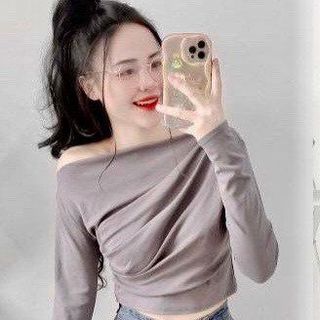 ÁO KIỂU TRỄ VAI LỆCH1 BÊN NHÚN SƯỜN THUN RIP XỊN - LÊ PHƯƠNG BOUTIQUE