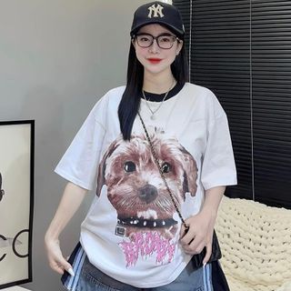 ÁO PHÔNG 3158 UNISEX TAY LỠ FORM RỘNG CÚN - LÊ PHƯƠNG BOUTIQUE