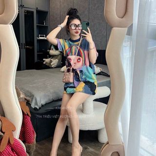 ÁO PHÔNG UNISEX TAY LỠ FORM RỘNG THÁI IN NHIỆT PHỐI MÀU XINH - LÊ PHƯƠNG BOUTIQUE