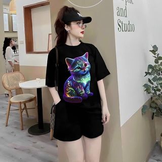 ÁO PHÔNG UNISEX TAY LỠ FORM RỘNG MÈO SÁNG - LÊ PHƯƠNG BOUTIQUE