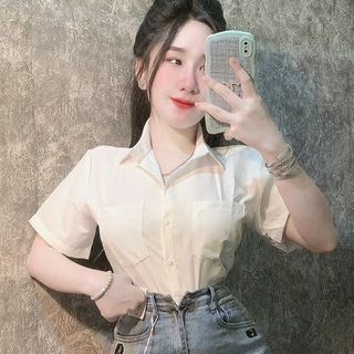 ÁO SƠ MI NỮ KATE NHẬT 2 TÚI XINH - LÊ PHƯƠNG BOUTIQUE