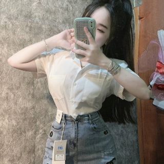 ÁO SƠ MI NỮ KATE NHẬT 2 TÚI XINH - LÊ PHƯƠNG BOUTIQUE