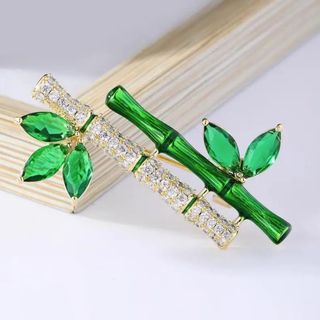 Ghim Cài Áo Hình Cây Tre Đính Đá Phong Cách retro Thanh Lịch Cho Nam Nữ