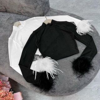 ÁO CỖ LỌ THUN NHŨ TD PHỐI LÔNG - LÊ PHƯƠNG BOUTIQUE