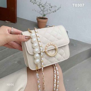 TÚI XÁCH NỮ ĐEO CHÉO DÂY XÍCH PHỐI NGỌC T0307 - LÊ PHƯƠNG BOUTIQUE