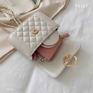 TÚI XÁCH NỮ ĐEO CHÉO DÂY XÍCH PHỐI NGỌC T0307 - LÊ PHƯƠNG BOUTIQUE