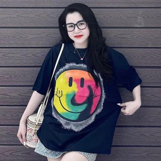 ÁO PHÔNG 3158 UNISEX TAY LỠ FORM RỘNG MẶT CƯỜI PHỐI MÀU - LÊ PHƯƠNG BOUTIQUE