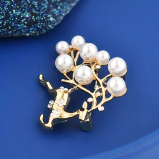 Trâm Cài Áo Hình Hươu Đính Đá Ngọc Trai Phong Cách Hàn Quốc Thời Trang