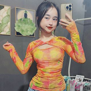 ÁO KIỂU NỮ CHÉO NGỰC THUN LƯỚI 3D QUẢNG CHÂU LOANG MÀU - LÊ PHƯƠNG BOUTIQUE