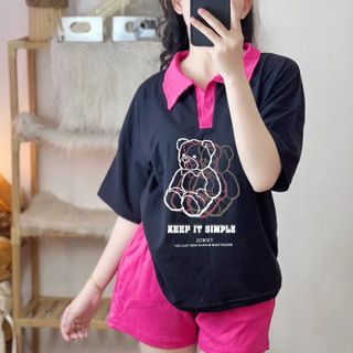 SET BỘ ĐÙI CỔ TRỤ THUN COTTON FORM TO RỘNG MÃ GẤU - LÊ PHƯƠNG BOUTIQUE