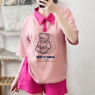 SET BỘ ĐÙI CỔ TRỤ THUN COTTON FORM TO RỘNG MÃ GẤU - LÊ PHƯƠNG BOUTIQUE