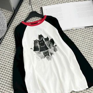 ÁO PHÔNG COTTON GIẤY TAY DÀI MÃ MÈO - LÊ PHƯƠNG BOUTIQUE