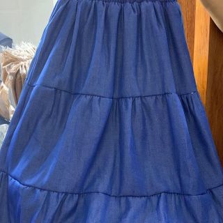 CHÂN VÁY DÀI XÒE CHẤT VẢI JEAN LỤA GIẤY MỀM MÁT - LÊ PHƯƠNG BOUTIQUE