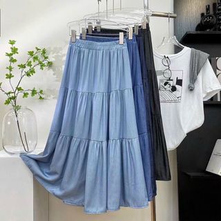 CHÂN VÁY DÀI XÒE CHẤT VẢI JEAN LỤA GIẤY MỀM MÁT - LÊ PHƯƠNG BOUTIQUE