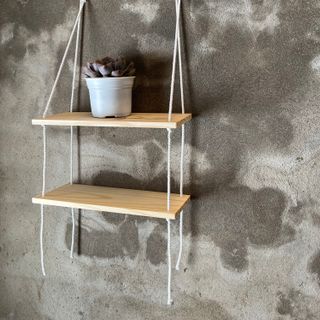 TẶNG ĐINH , DÂY TREO -  Kệ Gỗ Treo 2 Tầng Vintage Không cần khoan tường- TẶNG KÈM ĐINH ĐÓNG TƯỜNG  VÀ DÂY TREO