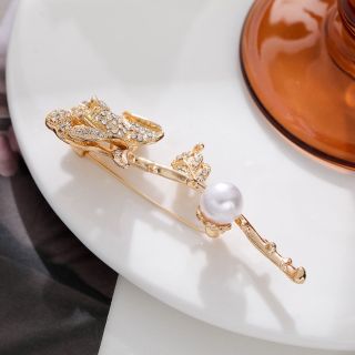 Trâm Cài Áo Hoa Hồng Đính Ngọc Trai Cao Cấp Sang Trọng