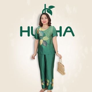 ( Mã D22 ) Đồ bộ trung niên Huy Hà , bộ lụa chất vải tơ tăm , áo ngắn tay , cổ tròn ,quần ống rộng
