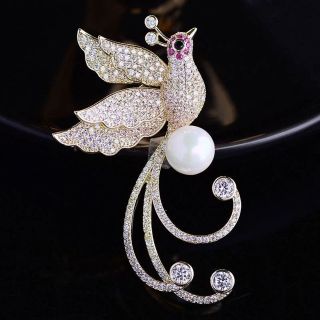 Ghim - Trâm Cài Áo Hình Chim Phượng Hoàng Đính Pha Lê Thời Trang Cao Cấp Cho Nữ