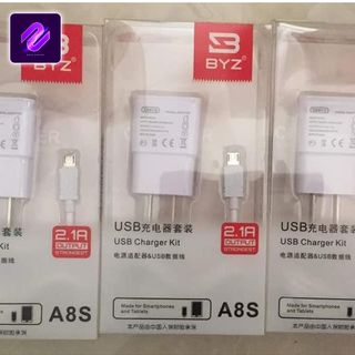 BỘ SẠC A8S 5V 2.1A BYZ PHÍCH CẮM DẸP CHUẨN RA TYPE-C MÀU TRẮNG