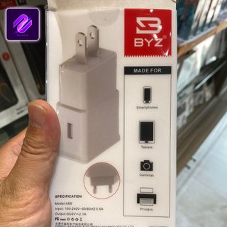 BỘ SẠC A8S 5V 2.1A BYZ PHÍCH CẮM DẸP CHUẨN RA TYPE-C MÀU TRẮNG