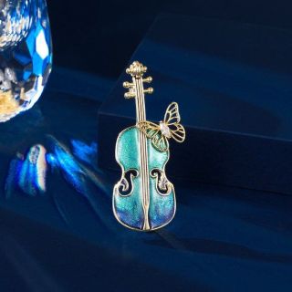 Ghim Cài Áo Hình Đàn violin Bằng Kim Loại Đính Đá zircon Thời Trang Cho Nam Nữ