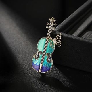 Ghim Cài Áo Hình Đàn violin Bằng Kim Loại Đính Đá zircon Thời Trang Cho Nam Nữ