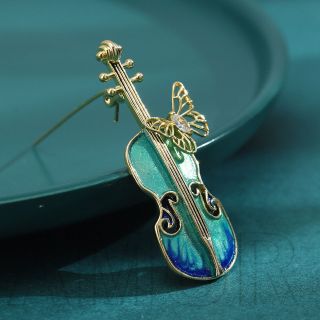 Ghim Cài Áo Hình Đàn violin Bằng Kim Loại Đính Đá zircon Thời Trang Cho Nam Nữ