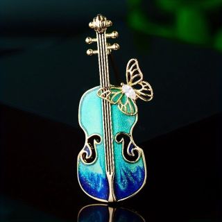 ￼Ghim Cài Áo Hình Đàn violin Bằng Kim Loại Đính Đá zircon Thời Trang Cho Nam Nữ giá sỉ