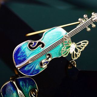 Ghim Cài Áo Hình Đàn violin Bằng Kim Loại Đính Đá zircon Thời Trang Cho Nam Nữ