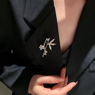 Trâm Cài Áo Hình Cây tre màu vàng Đính Đá Zircon Thời Trang Chất Lượng Cao
