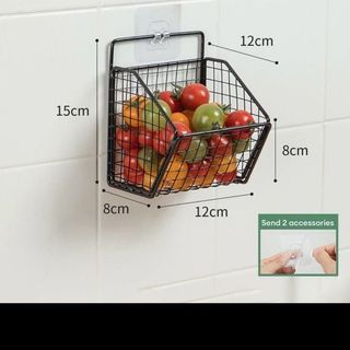 Kệ Giỏ Đựng Hành, Tỏi Dán Tường, Kệ Đựng Gia Vị Gắn Tường Nhà Bếp Tiện Lợi Bằng Thép Sơn Tĩnh Điện
