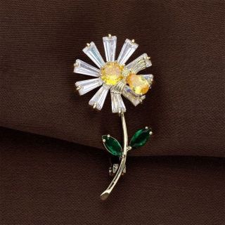 Thời Trang Ghim Cài Áo Hình Hoa Cúc Đính Đá zircon Tinh Xảo Chống Chói Thời Trang Cho Nữ