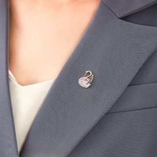 Pin Cài Áo Hình Thiên Nga Hồng Dễ Thương Cao Cấp Phong Cách Nhật Bản