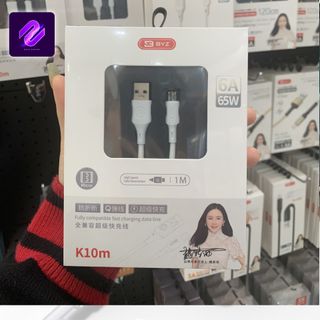 DÂY SẠC MICRO USB K10M SẠC NHANH 65W CHẤT NHỰA DẺO CAO CẤP MÀU TRẮNG