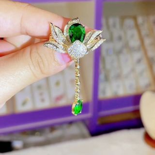 Trâm Cài Áo Hình Hoa Sen Đính Đá Pha Lê Phong Cách vintage Thanh Lịch Cho Nữ
