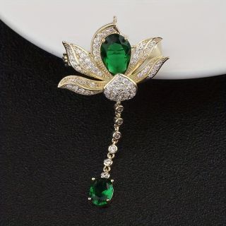 Trâm Cài Áo Hình Hoa Sen Đính Đá Pha Lê Phong Cách vintage Thanh Lịch Cho Nữ