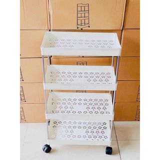 Kệ đựng đồ đa năng 4 tầng có bánh xe đẩy chuyên dụng cho spa, phòng tắm, bếp chất liệu inox - kệ nhà tắm