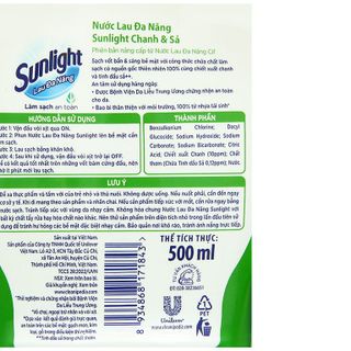 Nước lau đa năng Sunlight hương chanh sả chai 500ml