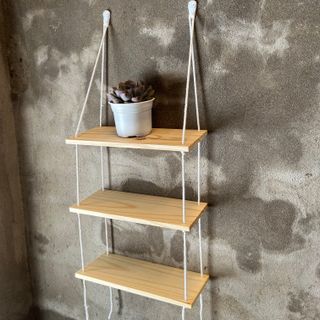 TẶNG ĐINH DÂY TREO TƯỜNG - Kệ Gỗ Treo 3 tầng Vintage Không cần khoan tường- TẶNG KÈM ĐINH ĐÓNG TƯỜNG  VÀ DÂY TREO